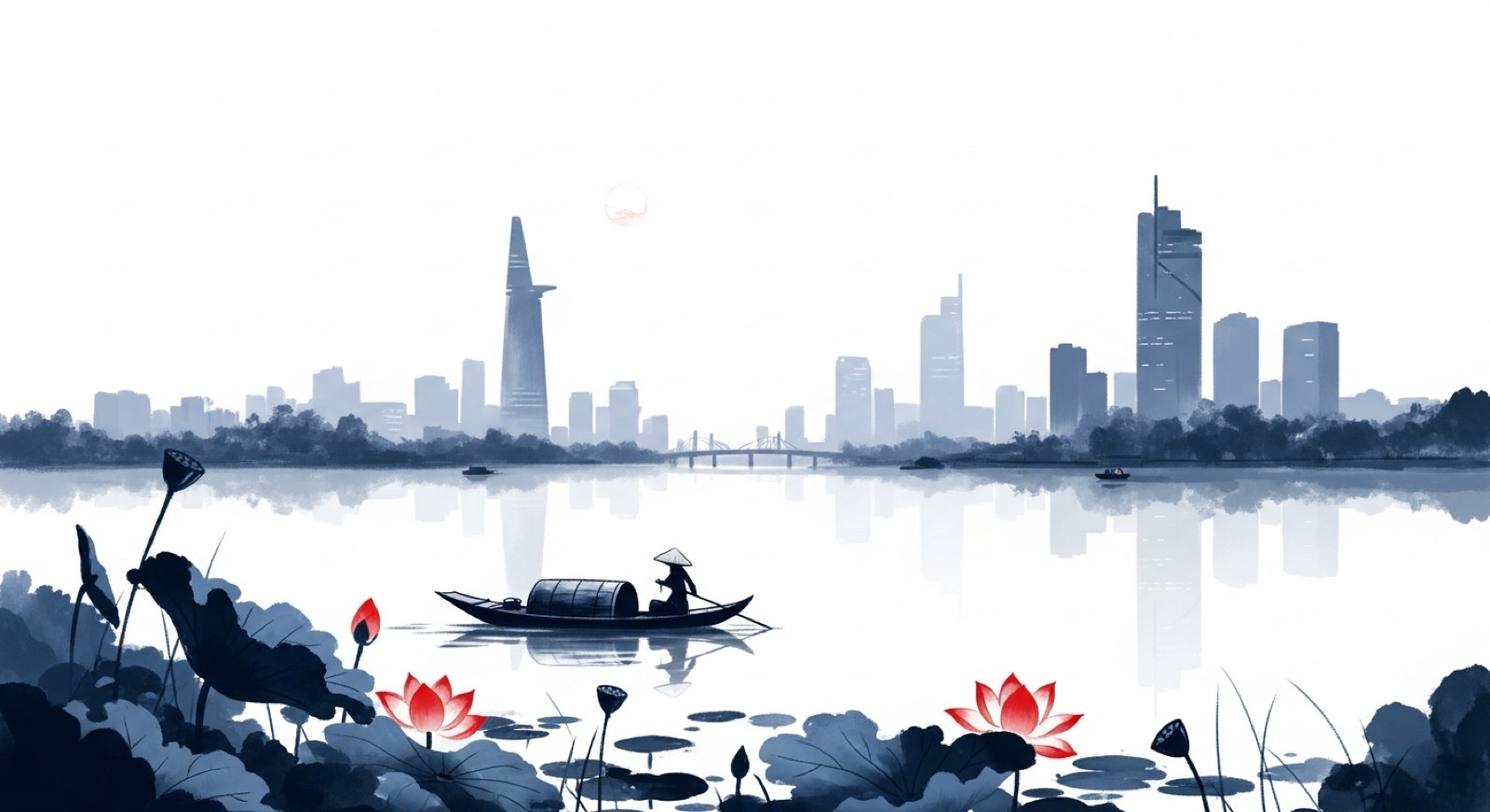 The Saigon riverside at first light